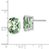 14k White Gold 12x10mm Oval Green Quartz Post Earrings