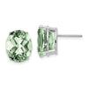 14k White Gold 12x10mm Oval Green Quartz Post Earrings