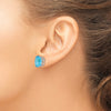 14k White Gold 12x10mm Oval Blue Topaz Stud Earrings