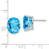 14k White Gold 12x10mm Oval Blue Topaz Stud Earrings