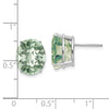 14k White Gold 12x10mm Oval Checker-Cut Green Quartz Post Earrings