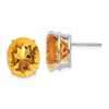 14k White Gold 12x10mm Oval Citrine Post Earrings