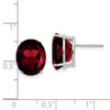 14k White Gold 12x10mm Oval Garnet Post Earrings