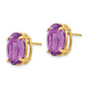 14k 14x10mm Oval Amethyst Post Earrings