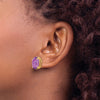 14k 14x10mm Oval Amethyst Post Earrings