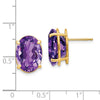 14k 14x10mm Oval Amethyst Post Earrings