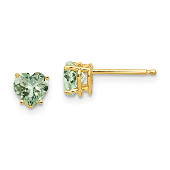 14k Heart Gemstone earring