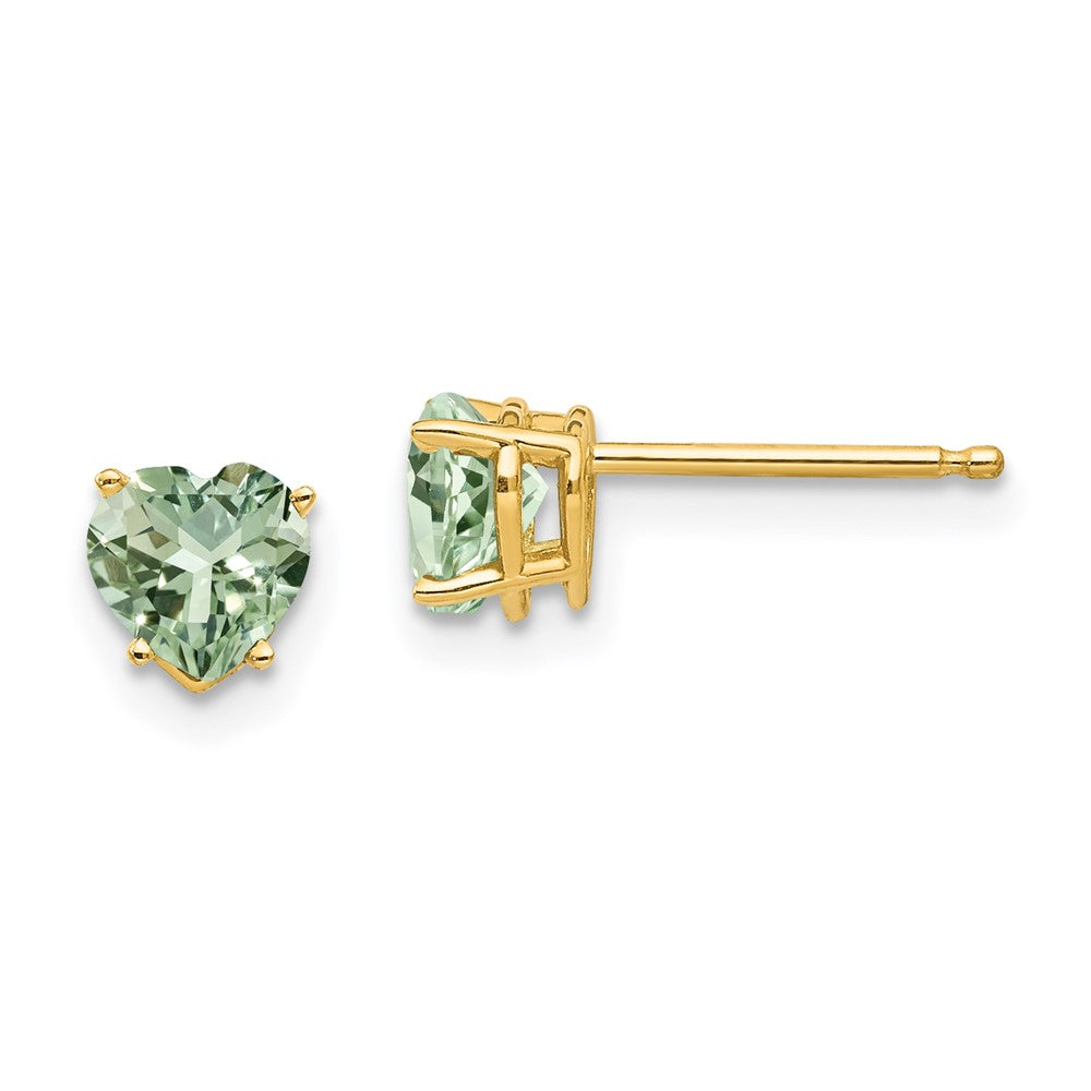 14k Heart Gemstone earring