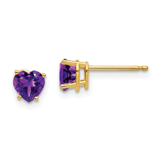 14k Heart Gemstone earring