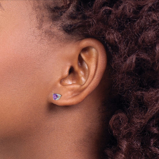 14k Heart Gemstone earring