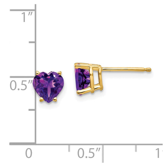 14k Heart Gemstone earring