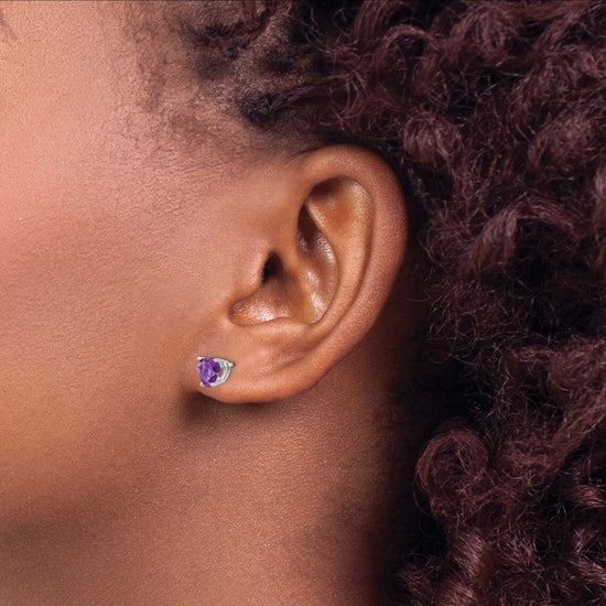 14k Heart Gemstone earring
