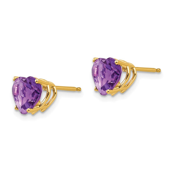 14k Heart Gemstone earring