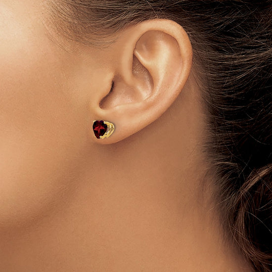 14k Heart Gemstone earring