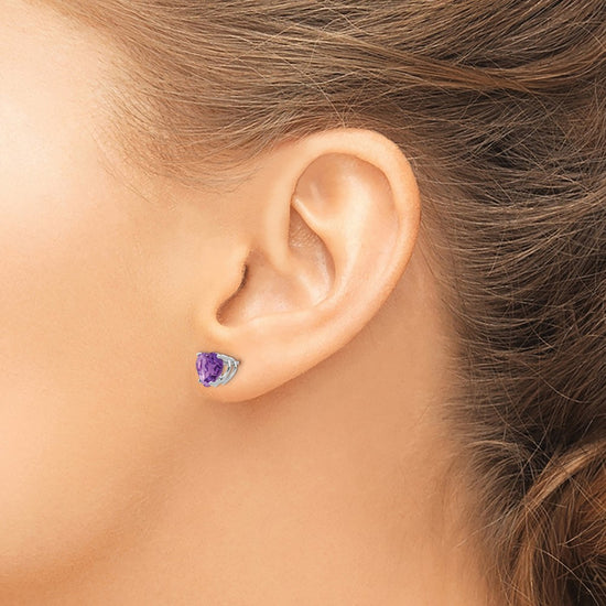 14k Heart Gemstone earring