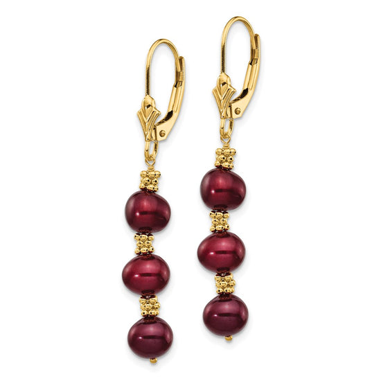 5-6mm Dyed Semi-round Freshwater Cultured Pearl Leverback Earrings