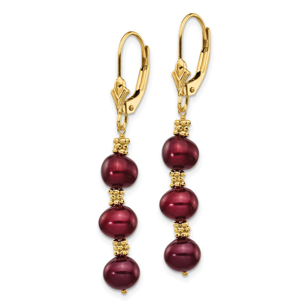 5-6mm Dyed Semi-round Freshwater Cultured Pearl Leverback Earrings