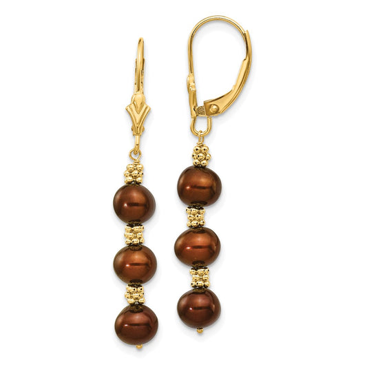 5-6mm Dyed Semi-round Freshwater Cultured Pearl Leverback Earrings