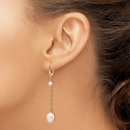 Rice Freshwater Cultured Rice Pearl Leverback Earrings