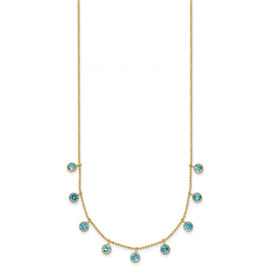 14k Blue Topaz Dangles 16 inch Necklace Plus 2 inch Extender