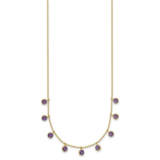 14K Amethyst/Citrine/Garnet/Peridot/Blue Topaz 16 inch Necklace Plus 2 inch Extender