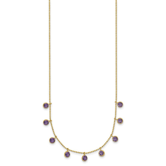 14K Amethyst/Citrine/Garnet/Peridot/Blue Topaz 16 inch Necklace Plus 2 inch Extender