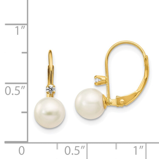 FWC Pearl & Diamond Leverback Earrings