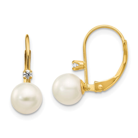 FWC Pearl & Diamond Leverback Earrings