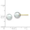 14k 7-8mm Grey Round Akoya Saltwater Cultured Pearl Post Earrings