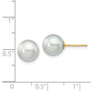 14k 8-9mm Grey Round Akoya Saltwater Cultured Pearl Post Earrings