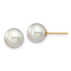 14k 8-9mm Grey Round Akoya Saltwater Cultured Pearl Post Earrings