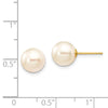 14k 8-9mm White Round Akoya Saltwater Cultured Pearl Stud Post Earrings
