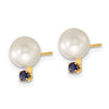 14k 7-8mm White FW Cultured Pearl & Emerald Stud Earrings & Pendant Sets