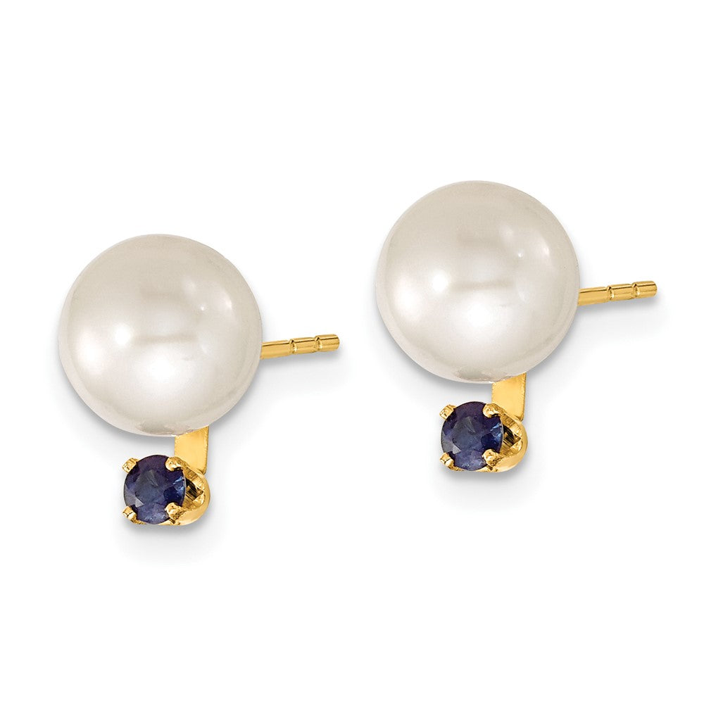 14k 7-8mm White FW Cultured Pearl & Emerald Stud Earrings & Pendant Sets
