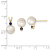 14k 7-8mm White FW Cultured Pearl & Emerald Stud Earrings & Pendant Sets