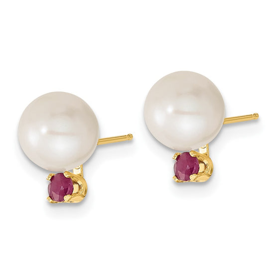 14k 7-8mm White FW Cultured Pearl & Emerald Stud Earrings & Pendant Sets