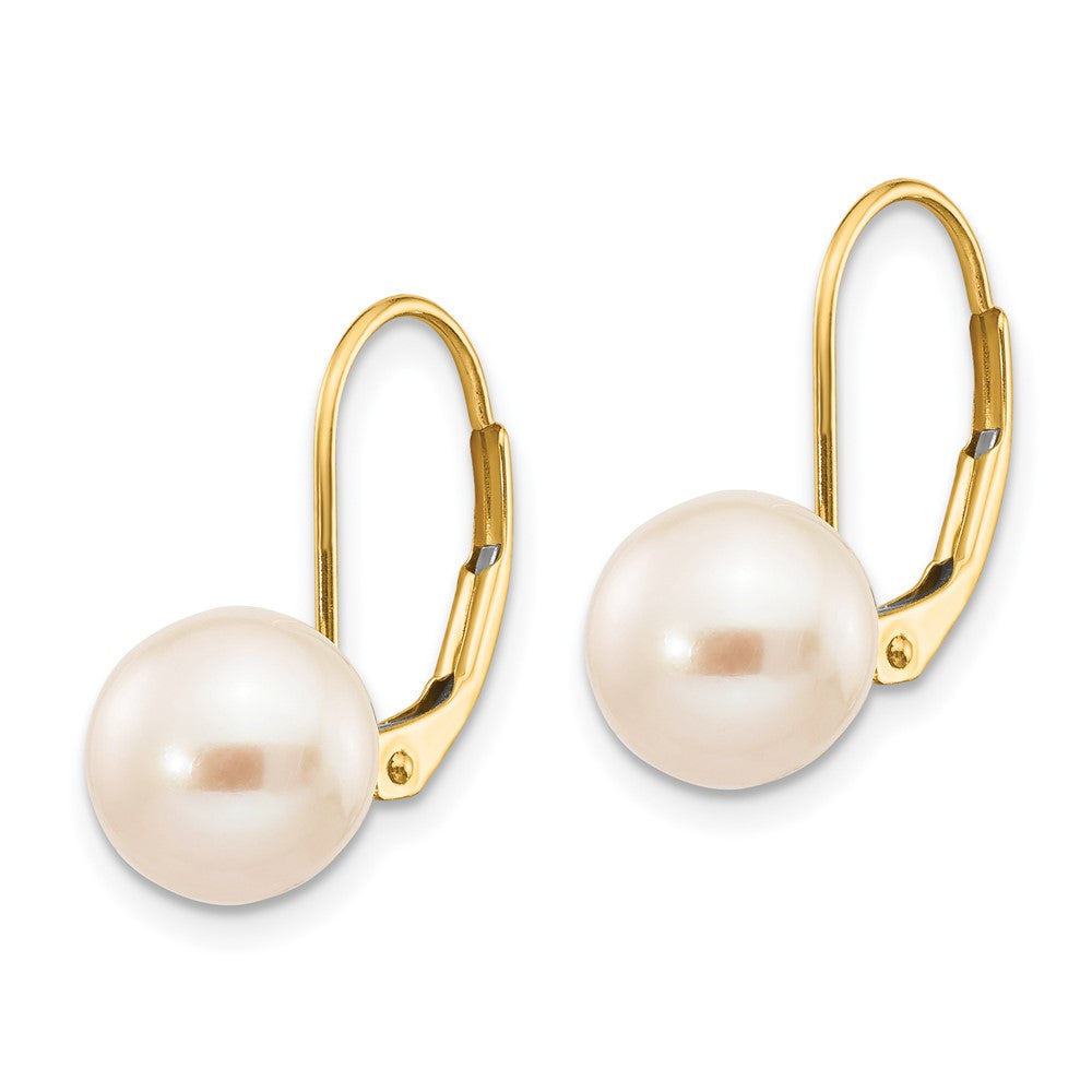 Fresh Water Cultured Round Pearl Leverback Earrings