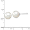 14k White Gold 9-10mm White Round South Sea Saltwater Cultured Pearl Post Earrings