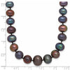 14k White Gold 4-10mm Graduated Black Near Round Freshwater Cultured Pearl 18 inch Necklace