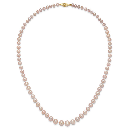 14k 4-8mm Purple Freshwater Cultured Pearl Graduated 18 inch Necklace