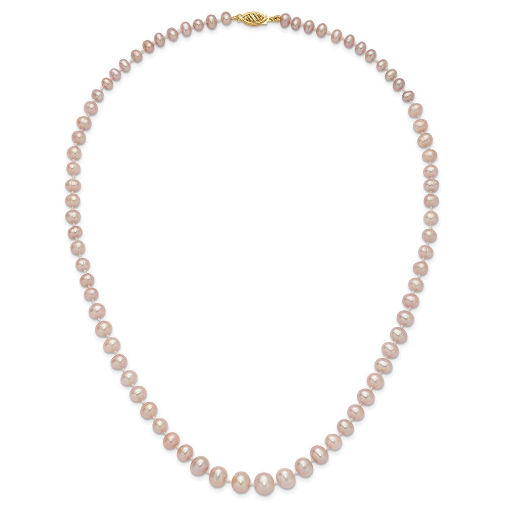14k 4-8mm Purple Freshwater Cultured Pearl Graduated 18 inch Necklace