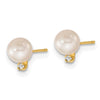 14k 5-6mm White Round Akoya Saltwater Cultured Pearl and .03 Carat Diamond Post Earrings and Pendant Set