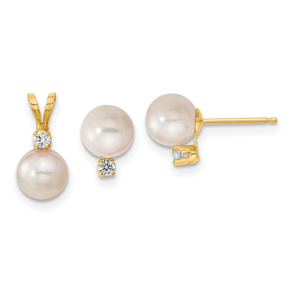 Saltwater Akoya Pearl & Diamond Earring & Pendant Set