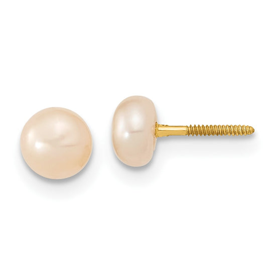 14k 3-5mm Semi-Round Pink Freshwater Cultured Pearl 12 inch Necklace / 5 inch Bracelet / Post Earrings 3-piece Set