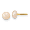 14k 3-5mm Semi-Round Pink Freshwater Cultured Pearl 12 inch Necklace / 5 inch Bracelet / Post Earrings 3-piece Set