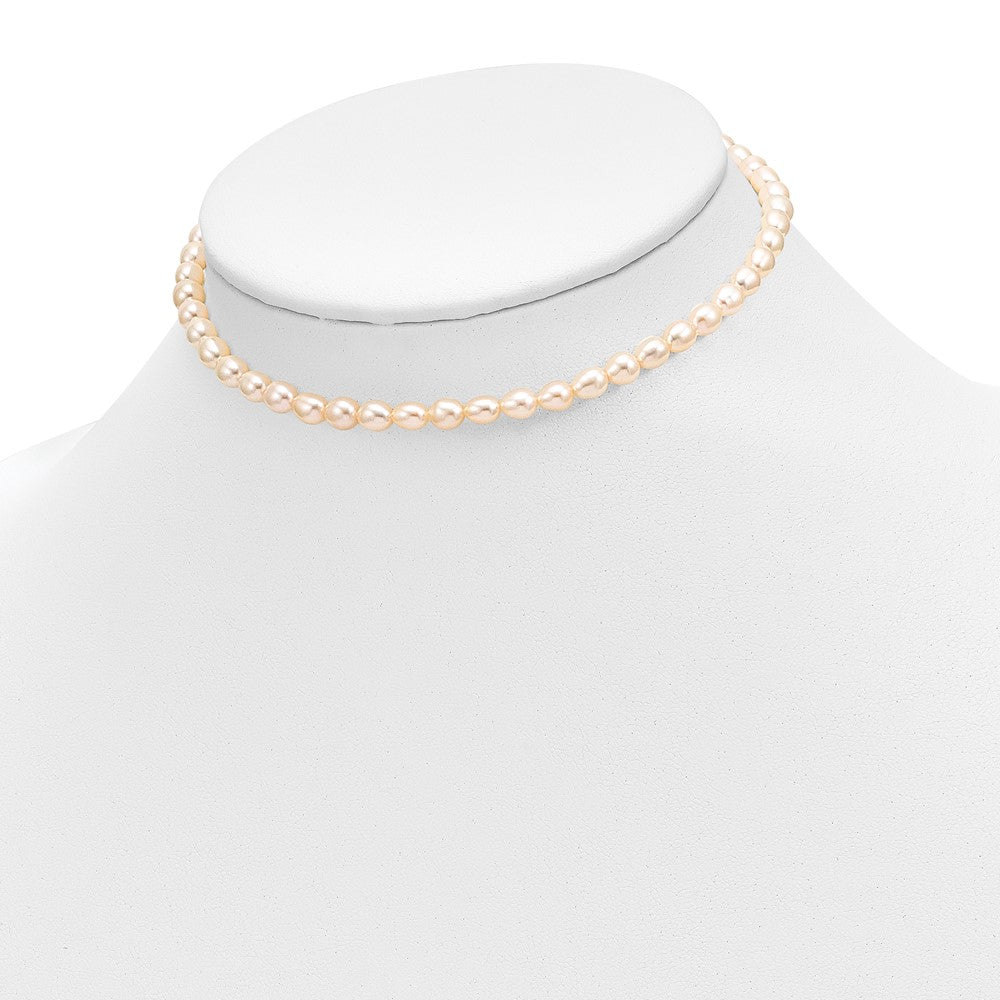 14k 3-5mm Semi-Round Pink Freshwater Cultured Pearl 12 inch Necklace / 5 inch Bracelet / Post Earrings 3-piece Set