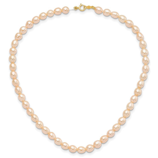 14k 3-5mm Semi-Round Pink Freshwater Cultured Pearl 12 inch Necklace / 5 inch Bracelet / Post Earrings 3-piece Set