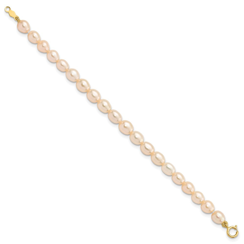 14k 3-5mm Semi-Round Pink Freshwater Cultured Pearl 12 inch Necklace / 5 inch Bracelet / Post Earrings 3-piece Set