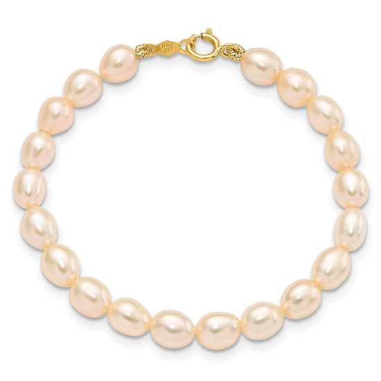 14k 3-5mm Semi-Round Pink Freshwater Cultured Pearl 12 inch Necklace / 5 inch Bracelet / Post Earrings 3-piece Set