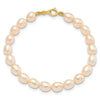 14k 3-5mm Semi-Round Pink Freshwater Cultured Pearl 12 inch Necklace / 5 inch Bracelet / Post Earrings 3-piece Set